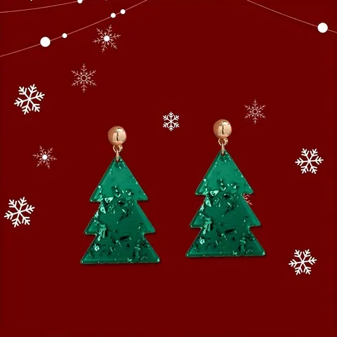 1 Pair Christmas Simple Style Christmas Tree Arylic Drop Earrings