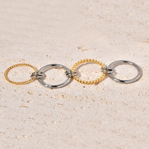Wholesale Jewelry Artistic Twist 304 Stainless Steel Titanium Steel 18K Gold Plated Layered Braid Rings