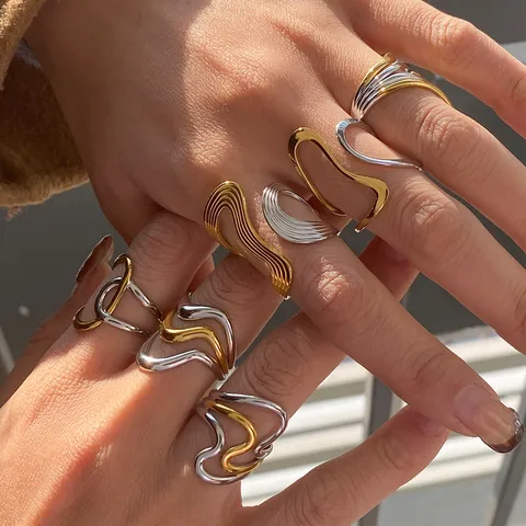 Simple Style Commute Geometric 316 Stainless Steel  Women's Rings