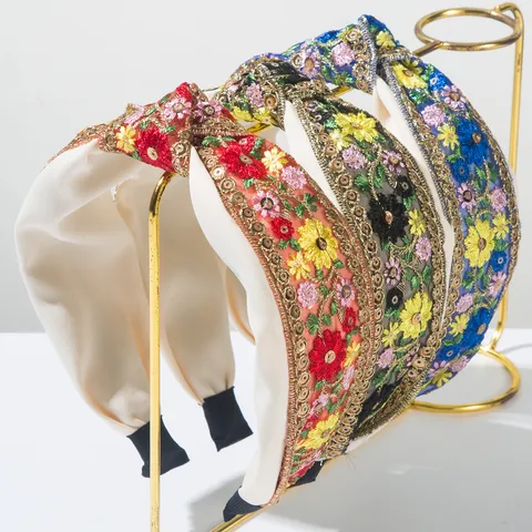 Women's Embroidery Vintage Style Flower Cloth Embroidery Hair Band