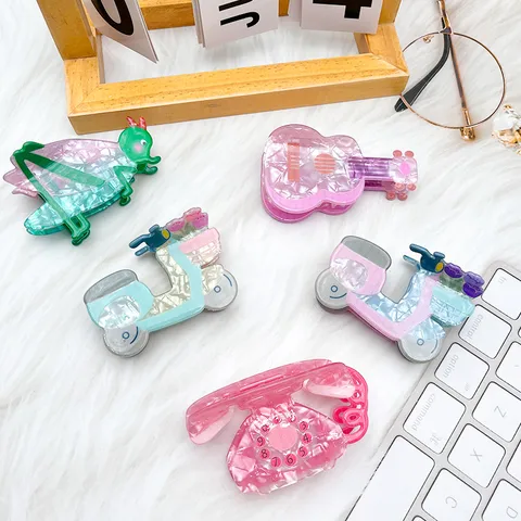 Women's Cute Modern Style Guitar Phone Dragonfly Acrylic Hair Claws
