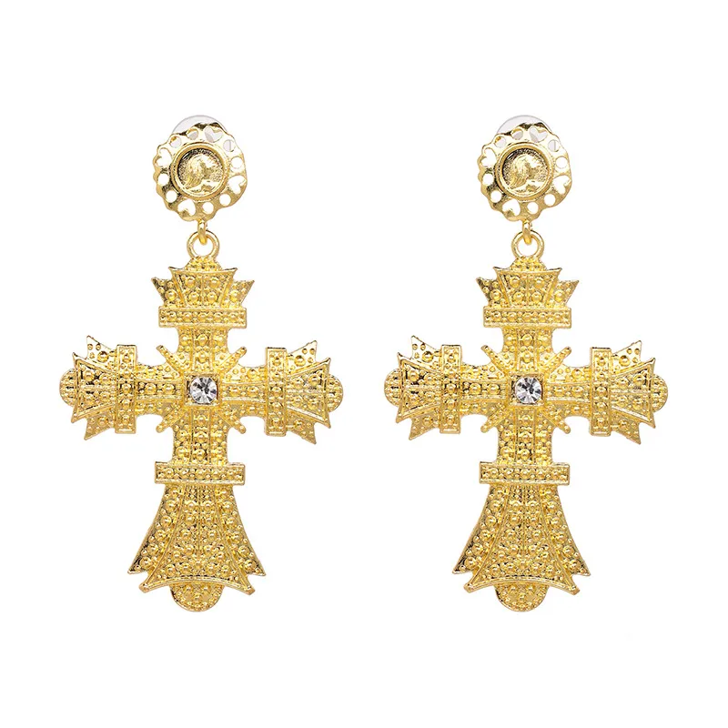 Fashion Cross Plating Alloy Earrings Ear Studs