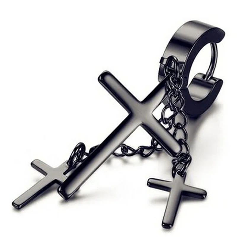 Titanium&stainless Steel Punk Geometric Earring  (black) Nhhf0102-black