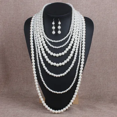 Beads Fashion Geometric Necklace  (creamy-white) Nhct0305-creamy-white
