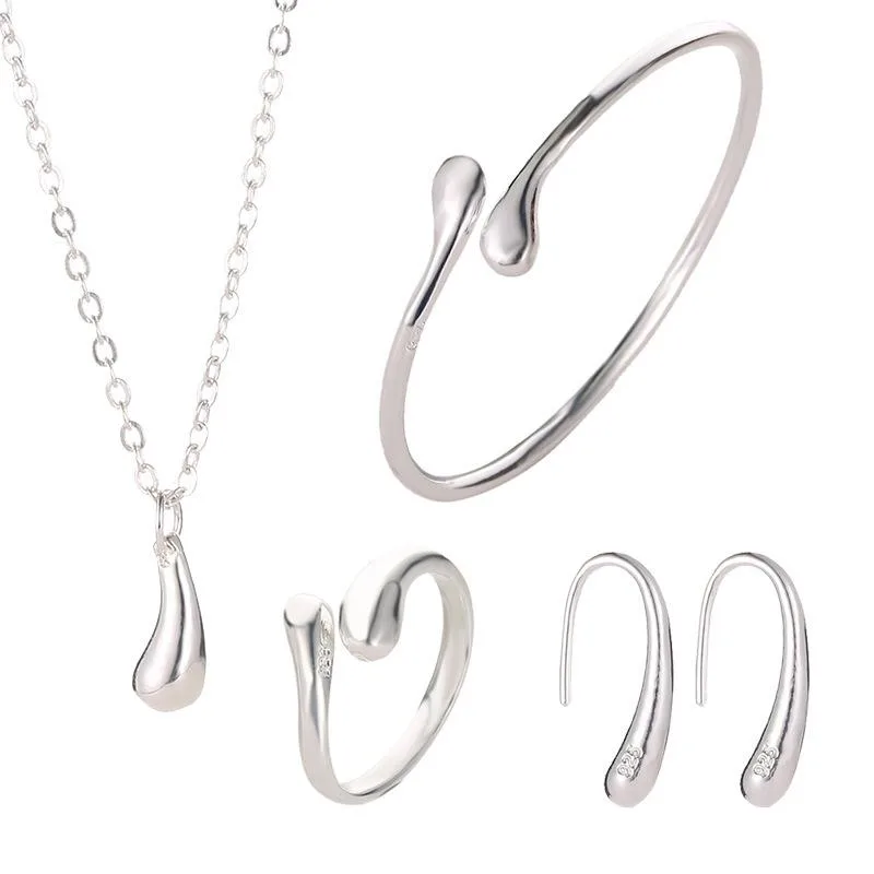 Fashion Plated Drop-shaped Necklace Earrings Ring Bracelet Set Nhdp151435