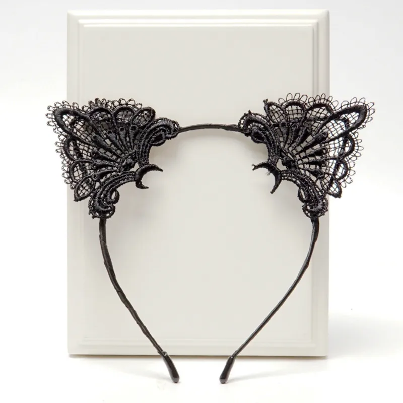 Cute Sexy Black Lace Cat Ear Lace Headband