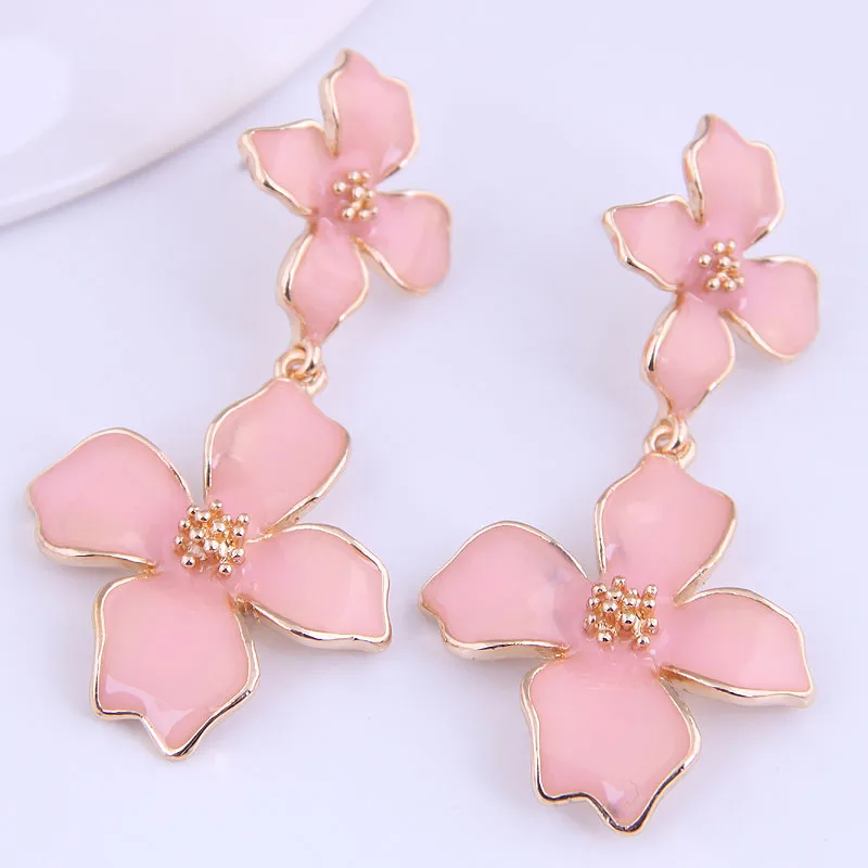 925 Silver  Korean Fashion  Flower Exaggerated Earrings