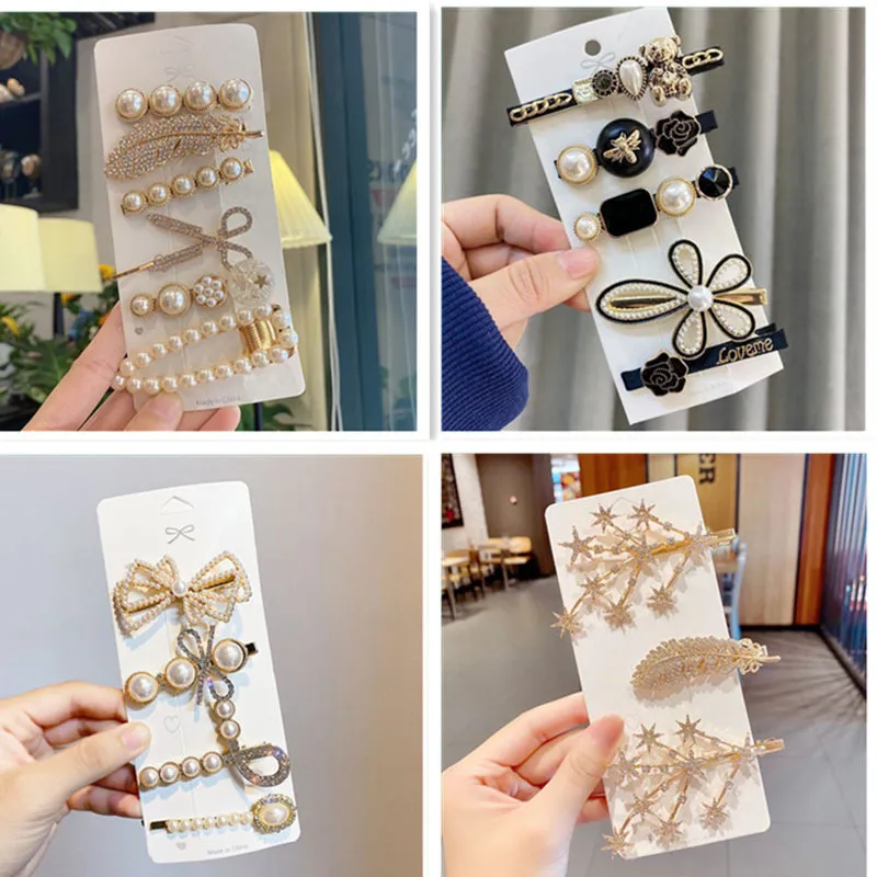 Retro Feather Scissor Pearl Gypsophila Hairpins Suit
