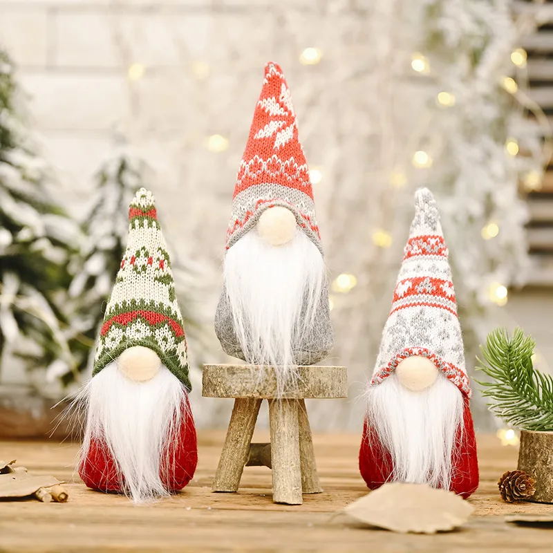 Snowflake Knitted Hat Forest Elderly Doll Christmas Decoration