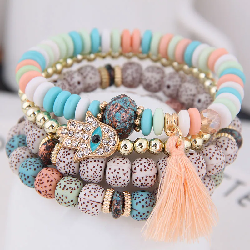 Simple Metal Flash Diamond Eyebrow Palm Multi-layer Bracelet