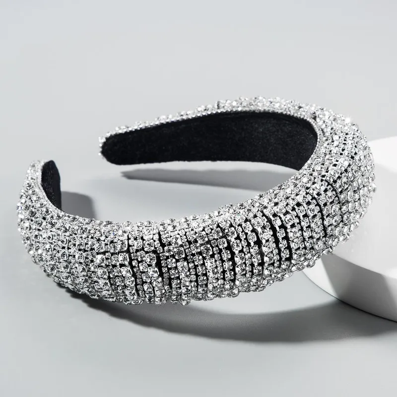 Fashion Colorful Diamond Sponge Hair Hoop Female Wide Version Baroque Wind Headband Wholesale