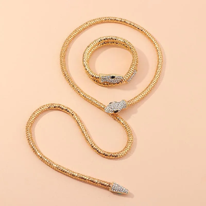 New Fashion Retro Fashion Spirit Snake Diamond Necklace Necklace Serpentine Bracelet Bracelet Wholesale