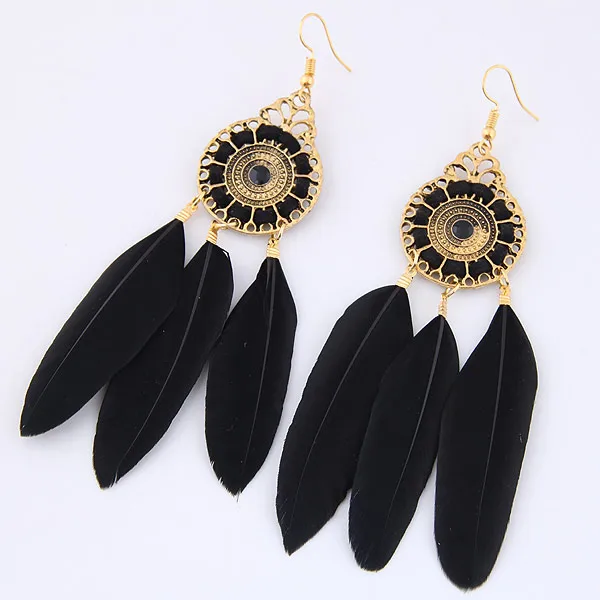 New Fashion Metal Simple And Elegant Feather Earrings Nihaowholesale Wholesale
