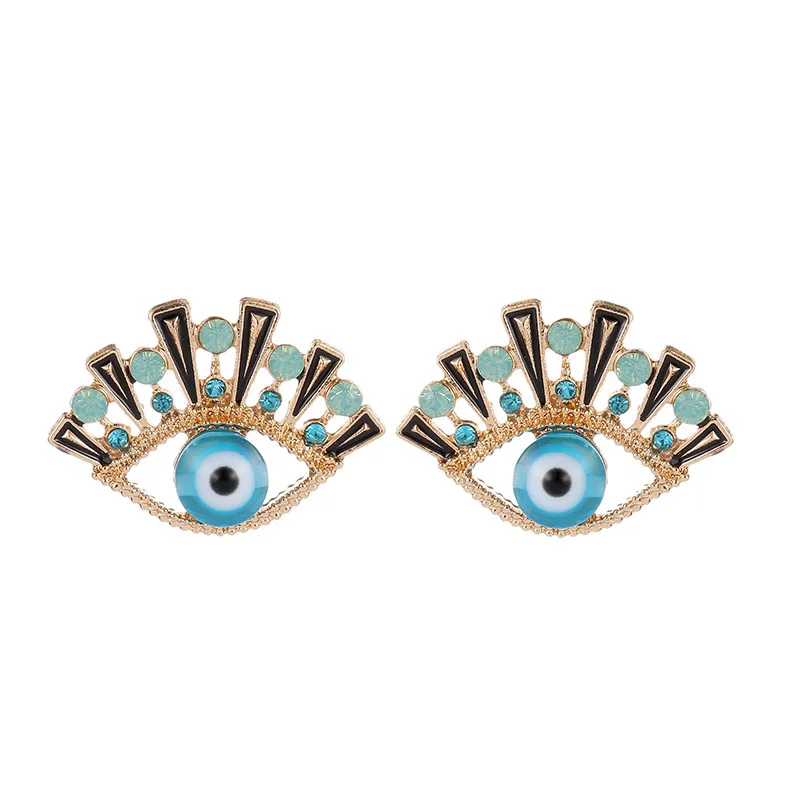 New Style Earrings Fashion Blue Eyes Earrings Inlaid Rhinestone Eyes Temperament Earrings Wholesale Nihaowholesale