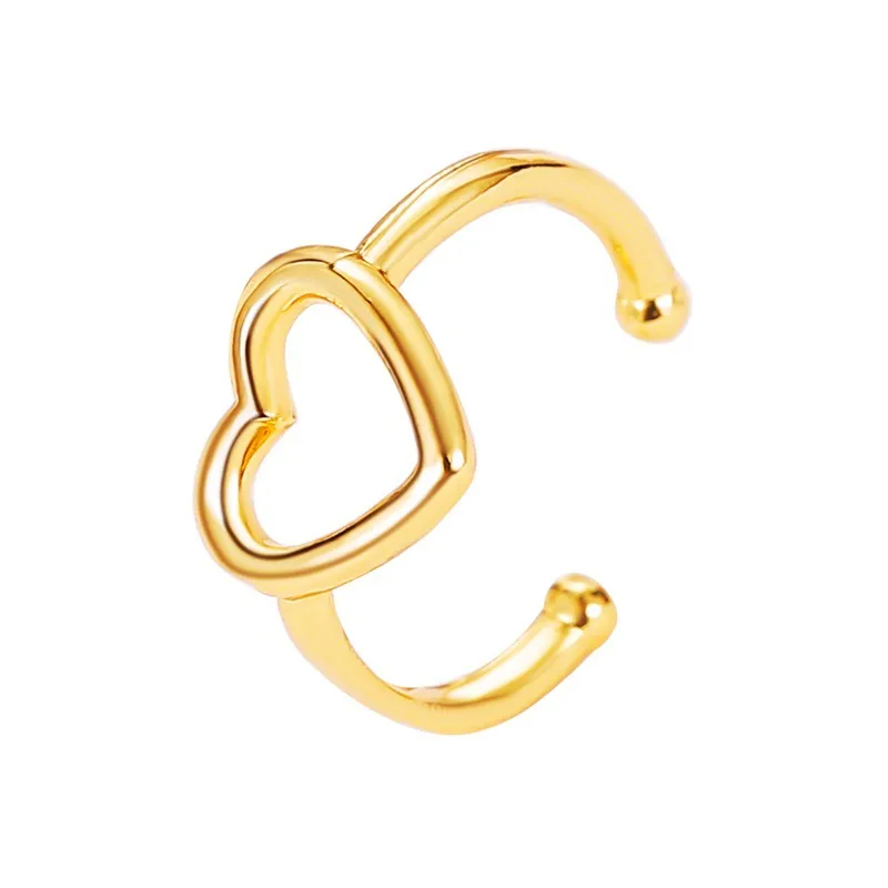 New Fashion Simple  Temperament Hollow Love Ear Clips Without Pierced Earrings Sweet Heart-shaped Ear Bone Clip Earrings Nihaowholesale Wholesale