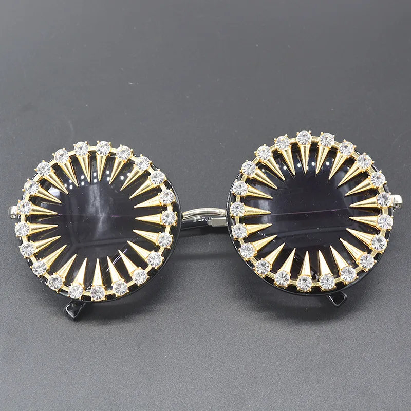 New Sunglasses Tide Retro Round Harajuku Style  Rhinestone Round Sunglasses Frog Glasses Wholesale Nihaowholesale
