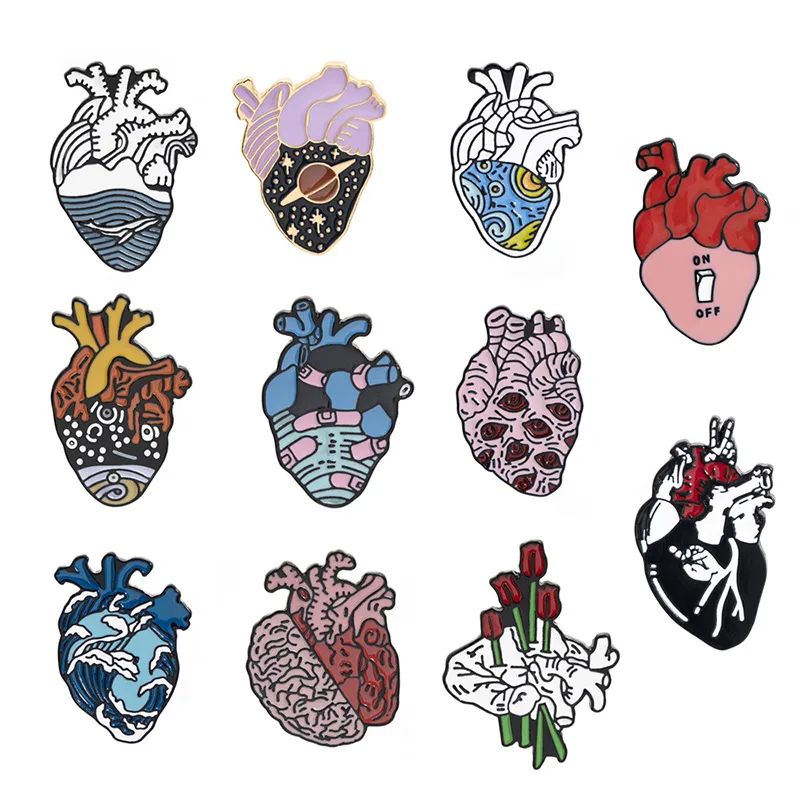 New Brooch Trend Heart Series Brooch Alloy Drop Oil Heart Brooch Student Bag Accessories Wholesale Nihaowholesale