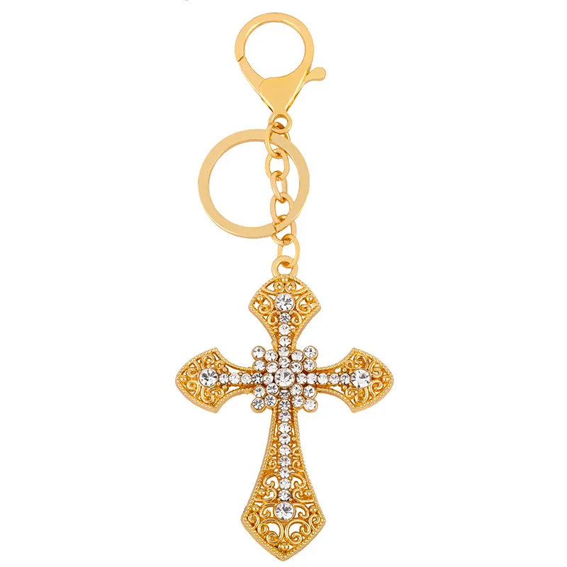 Classic Style Cross Alloy Rhinestones Easter Unisex Bag Pendant Keychain