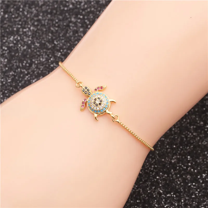 Trendy Models Jewelry Micro-set Zircon Turtle Adjustable Ladies Bracelet Wholesale Nihaowholesale