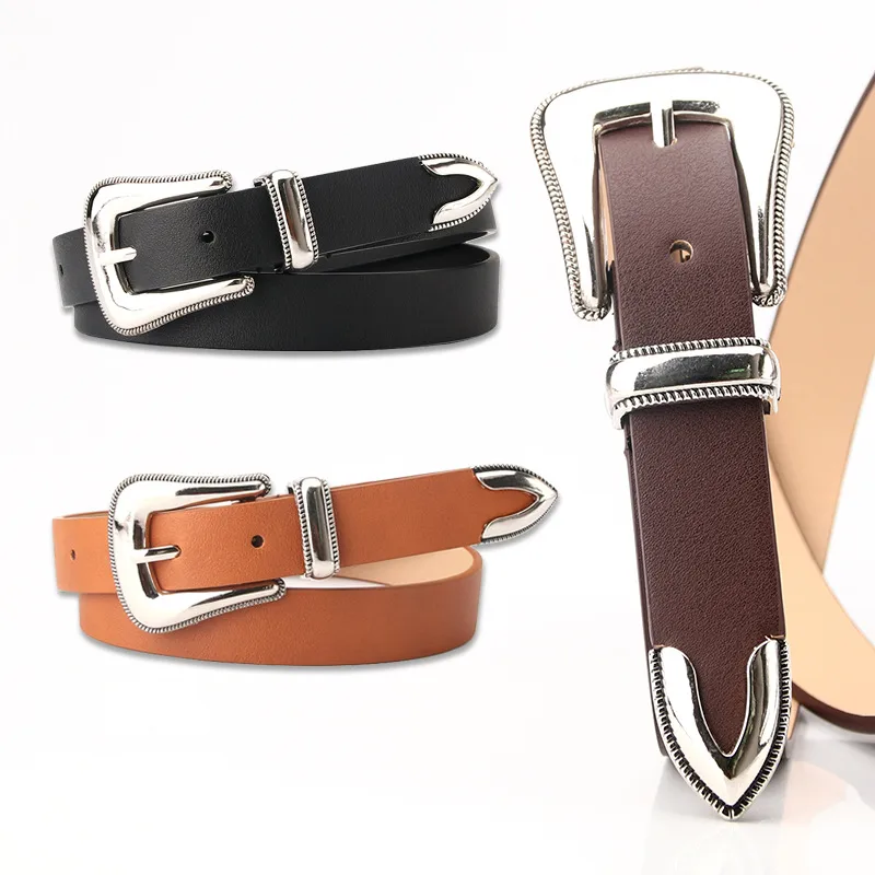 Ladies Belt Retro Three-piece Carved Buckle Dress Decoration Pu Belt With Jacket Wholesale Nihaowholesale