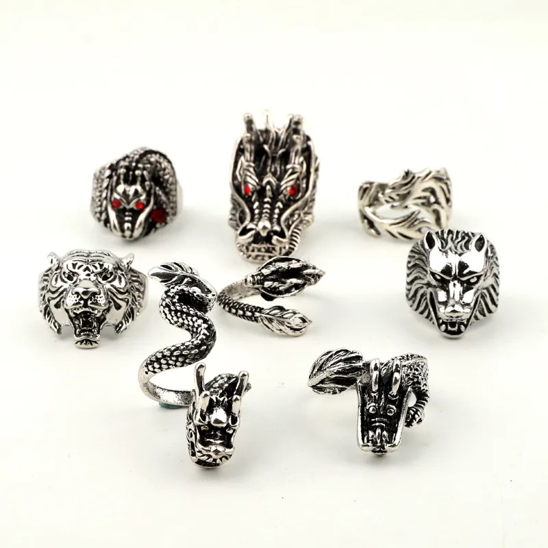 Hot-selling Jewelry Retro Punk Ring Leading Tiger Animal Big Ring Wholesale Nihaowholesale