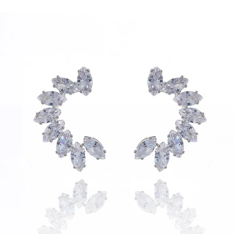 All-matching Jewelry Semicircular Zircon Earrings Daily C-shaped Earrings Wholesale Nihaowholesale