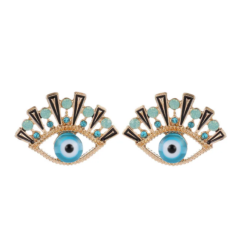 New  Fashion Blue Eyes Earrings Inlaid Rhinestone Eyes Earrings Wholesale Nihaowholesale