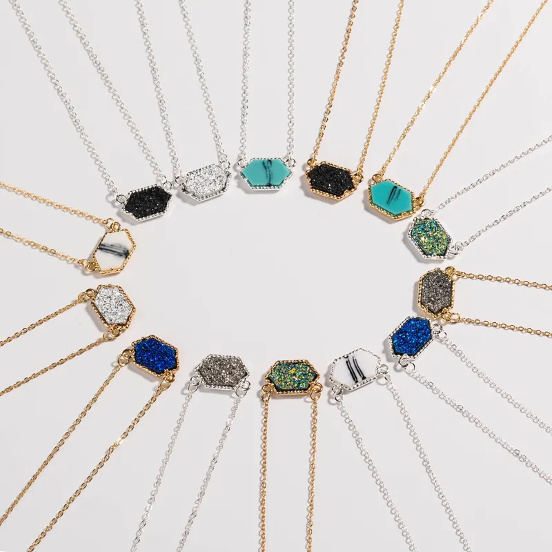 Fashion Simple Multicolor Crystal Cluster Turquoise Diamond Pendant Necklace