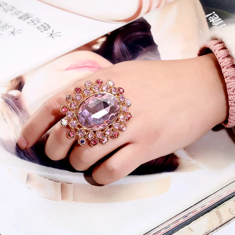 Hot Retro Full Diamond Crystal Glass Adjustable Ring Wholesale Nihaowholesale