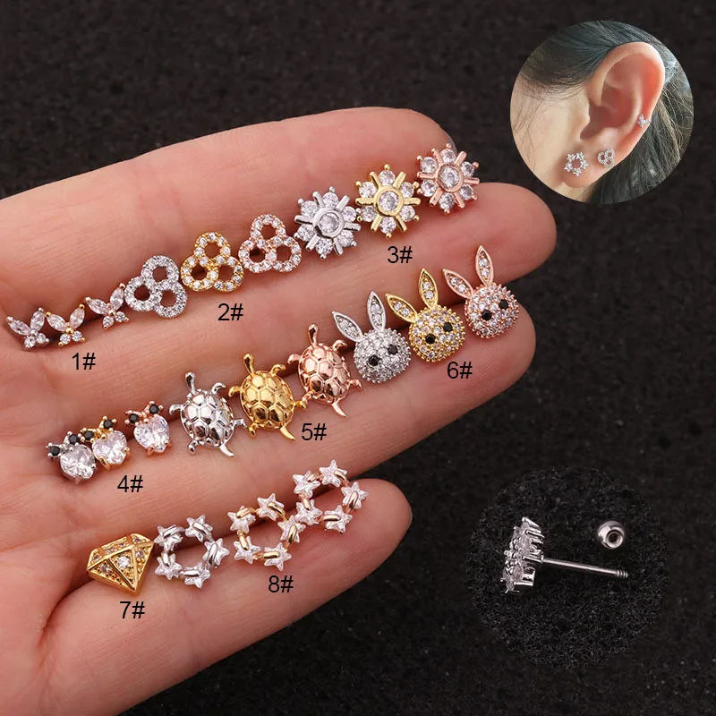 Ear Cartilage Rings & Studs Exaggerated Animal 316 Stainless Steel  Copper