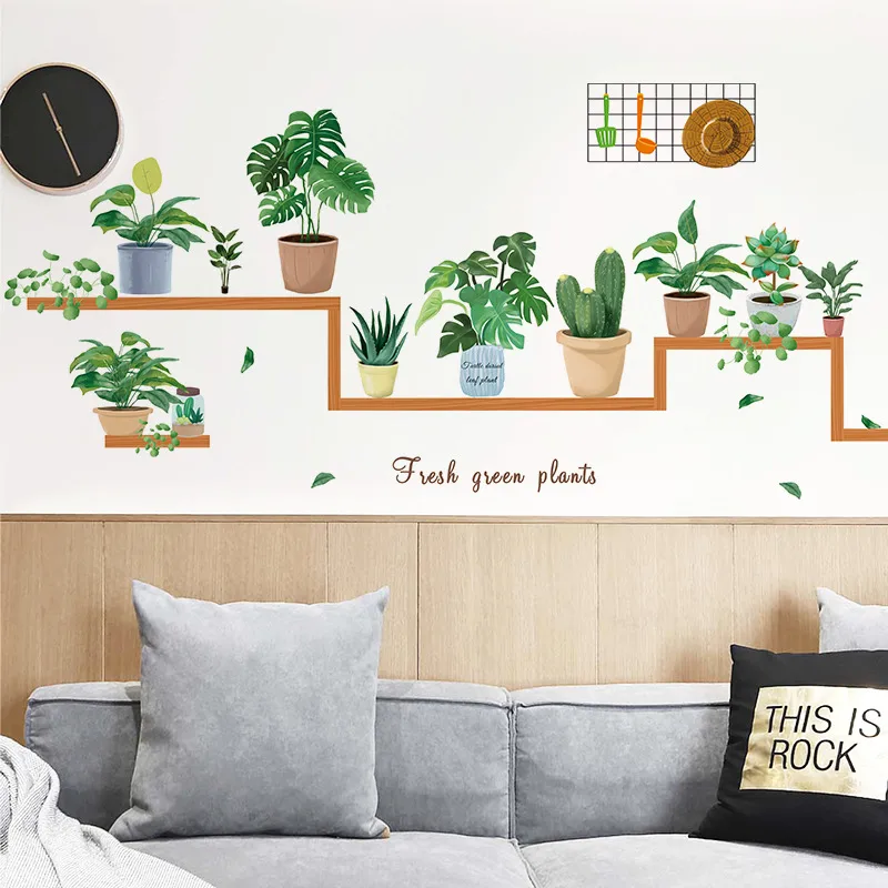 Nordic Home Fresh Potted Combination Living Room Bedroom Ins Decorative Background Wall Sticker Self-adhesive And Removable Fx-c57