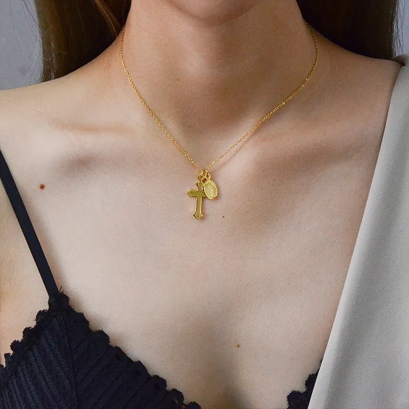 Wholesale Jewelry Fashion Geometric 304 Stainless Steel 18K Gold Plated Pendant Necklace