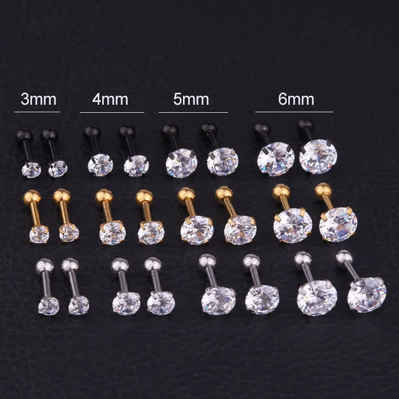 Ear Cartilage Rings & Studs Fashion Geometric 316 Stainless Steel  Inlaid Zircon