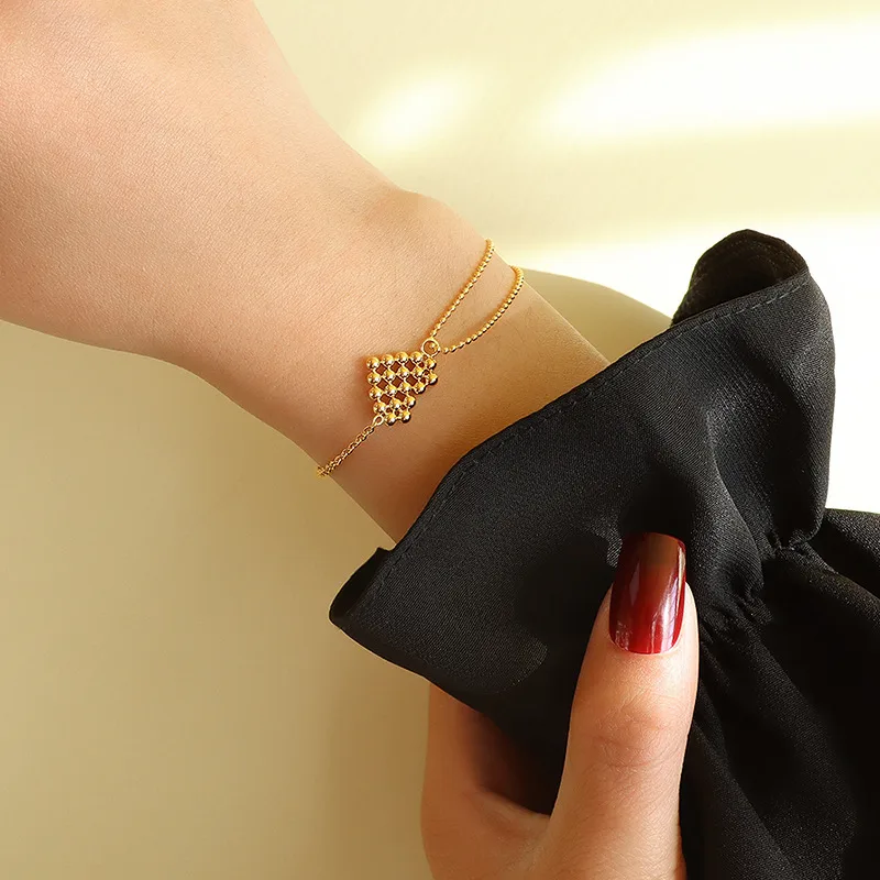 Fashion Heart 304 Stainless Steel 18K Gold Plated No Inlaid Bracelets In Bulk