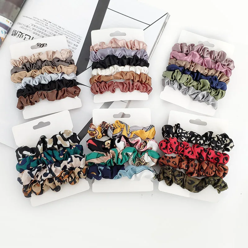 Fashion Gold Velvet Printed Hair Scrunchies Set