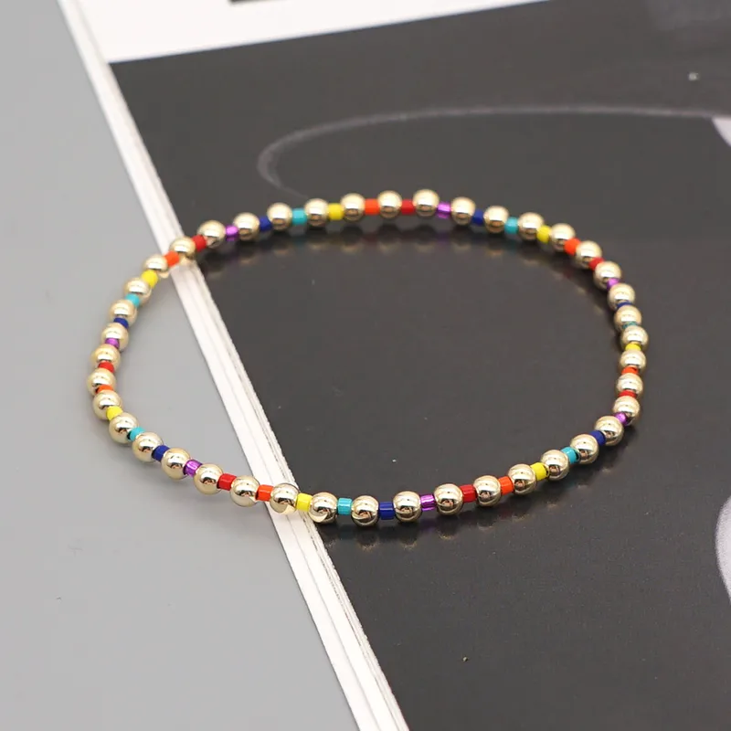 Bohemian Glass Millet Bead Bracelet Women 3mm Acrylic Beaded Bracelet
