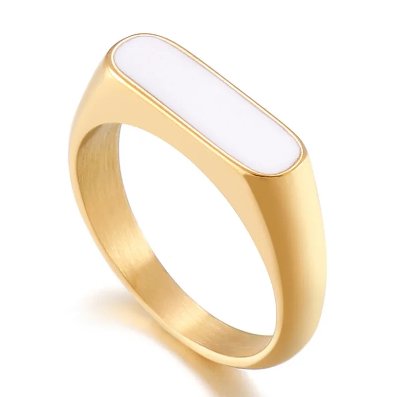 Ring Wholesale Titanium Steel Fashion European And  Oval Metal Stainless Steel Resin Ring One-piece Delivery