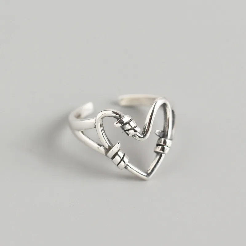 925 Sterling Silver No Inlaid Heart Rings
