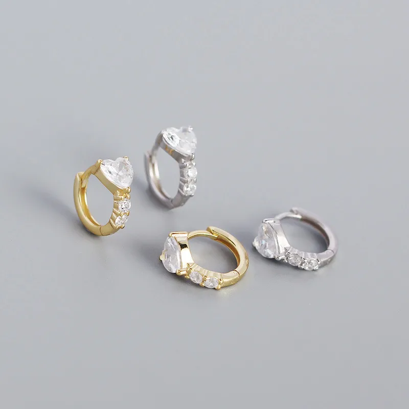 925 Sterling Silver Gem Heart Shape Earrings