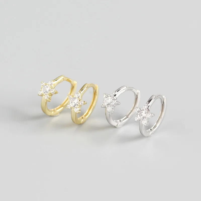 925 Sterling Silver Gem Star Earrings Ear Studs