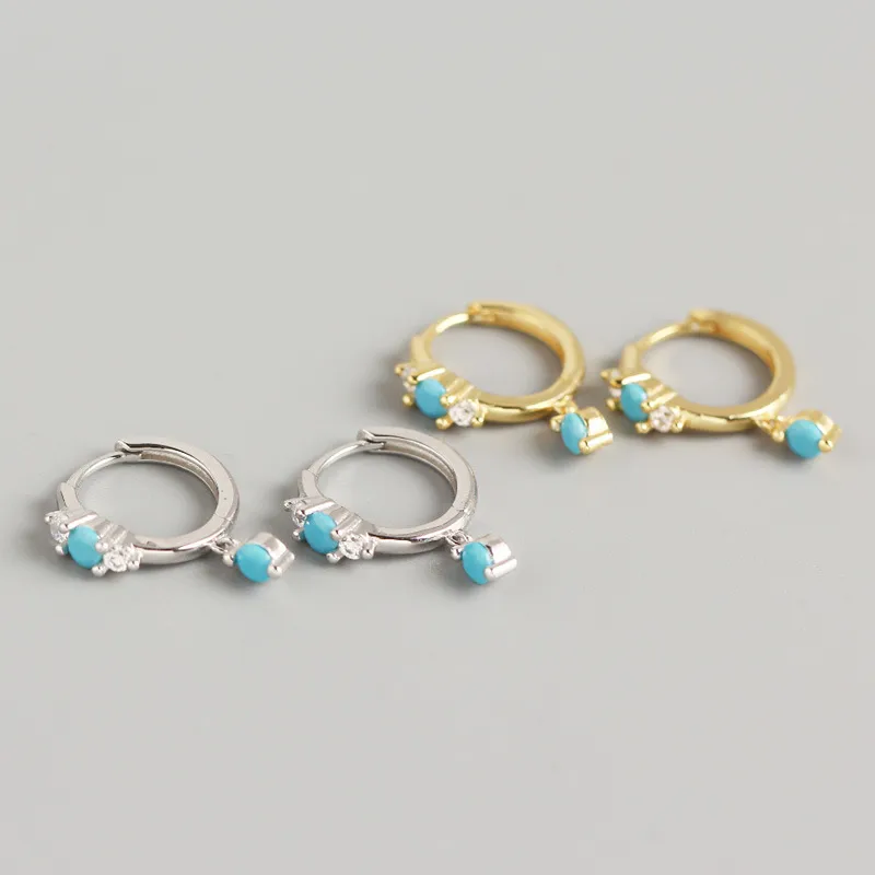 925 Sterling Silver Gem Geometric Earrings