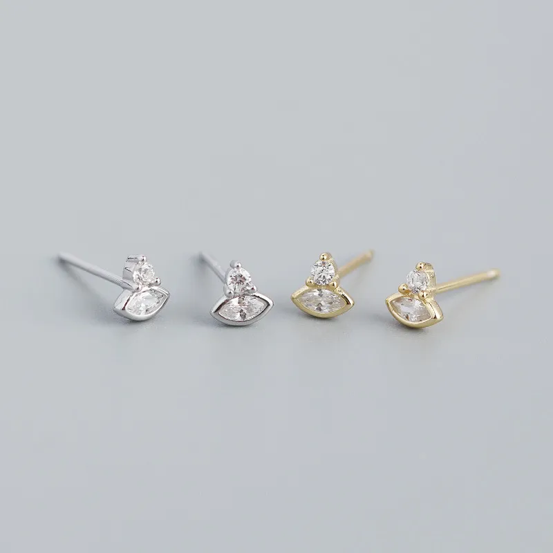 925 Sterling Silver Gem Geometric Earrings Ear Studs