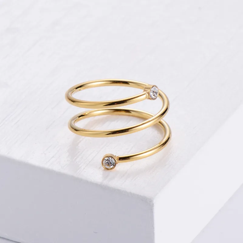 Stainless Steel 18K Gold Plated Fashion Geometric Rhinestones