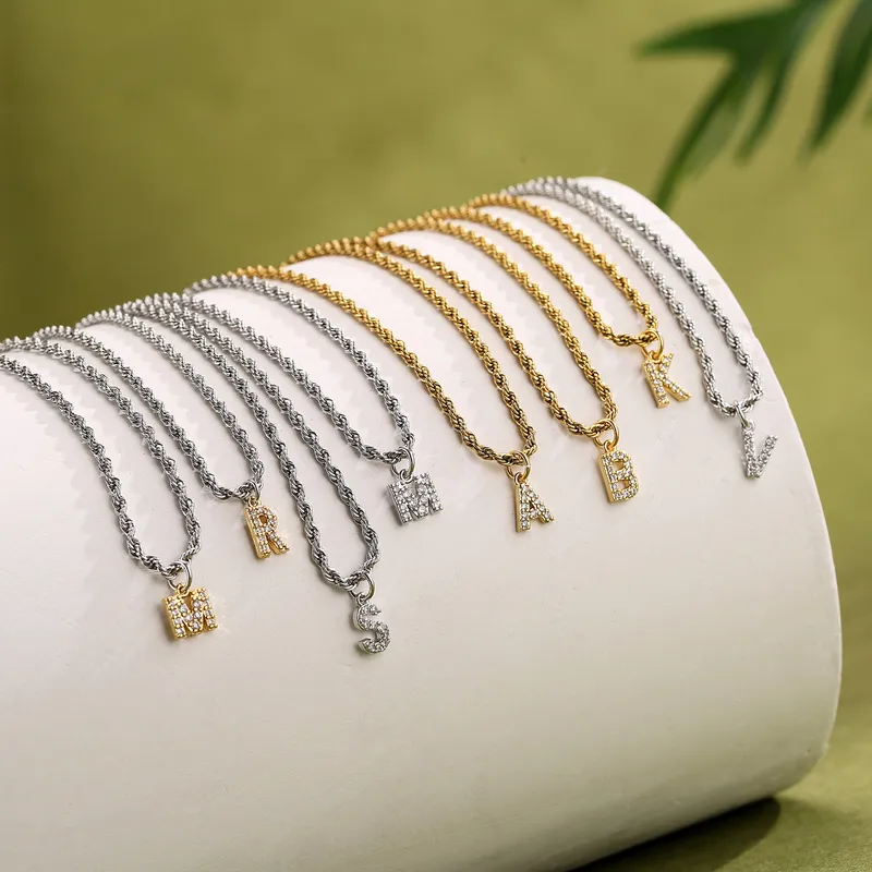 Stainless Steel 18K Gold Plated Simple Style Plating Letter Pendant Necklace