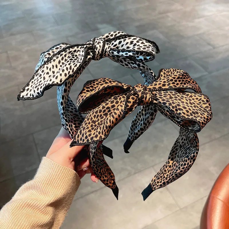 Korean Fashion Hair Accessories Female Retro Leopard Print Wide-brim Headband Wholesale