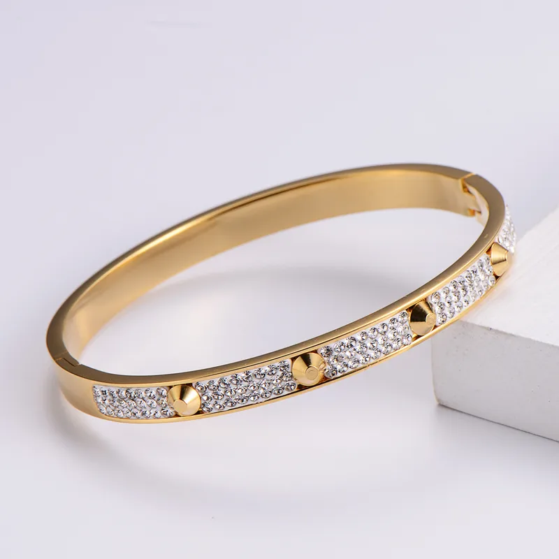 Lady Heart Stainless Steel 18K Gold Plated Artificial Rhinestones In Bulk