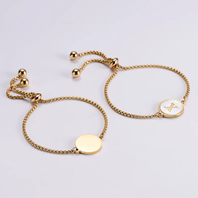 Simple Style Letter 304 Stainless Steel 18K Gold Plated Shell Bracelets In Bulk