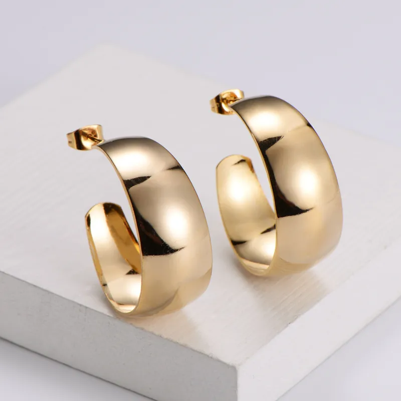 Simple Style Geometric Polishing Stainless Steel No Inlaid 18K Gold Plated Earrings