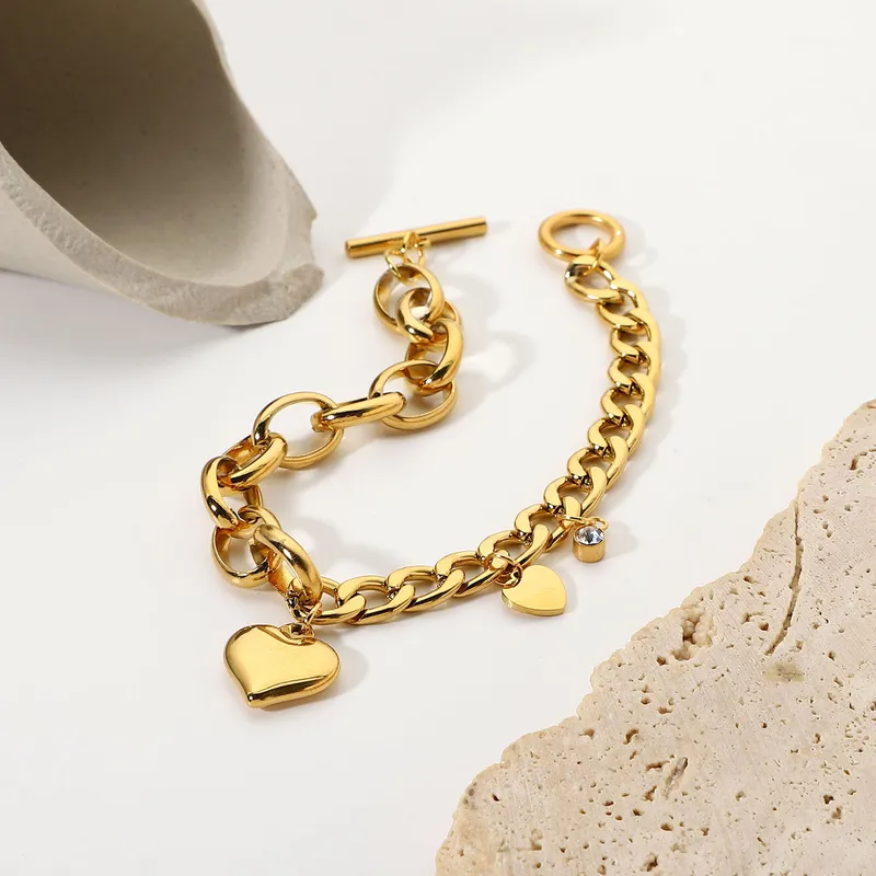 Fashion Heart 304 Stainless Steel Bracelets In Bulk