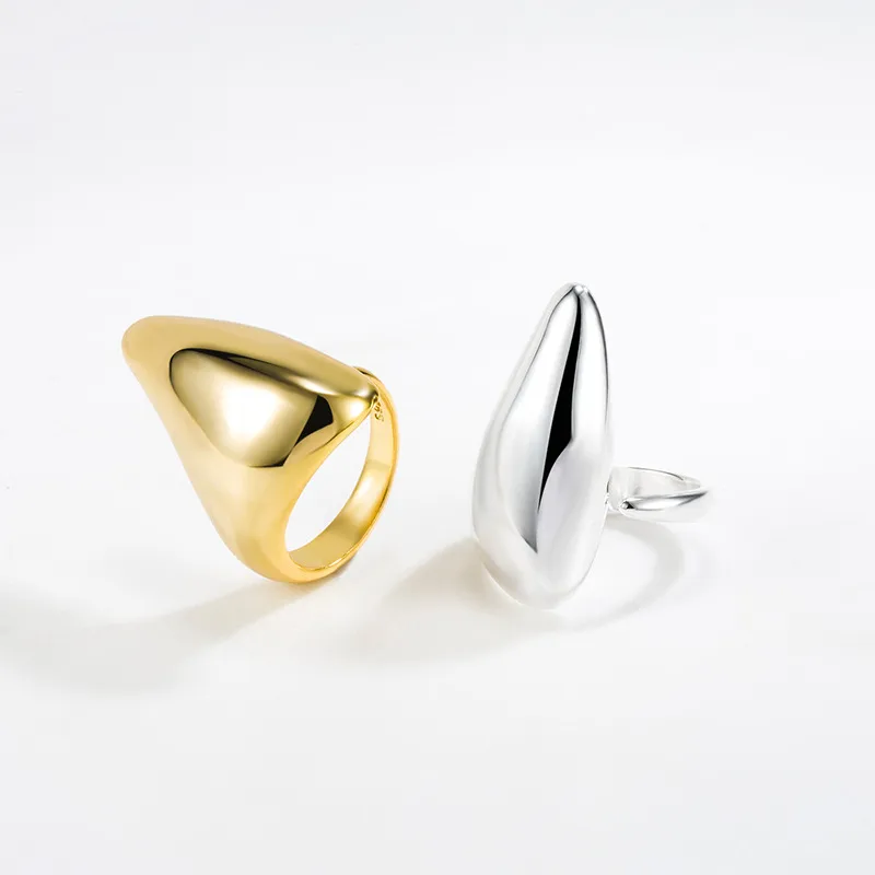 18K Gold Plated Silver Plated 925 Sterling Silver No Inlaid Geometric Wide Band Rings Open Rings Rings